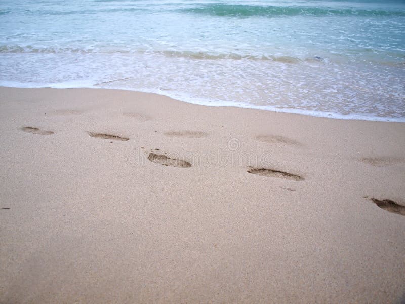 Footprints in the sand on a beach of Miami South Beach, Florida. Footprints in the sand on a beach of Miami South Beach, Florida.