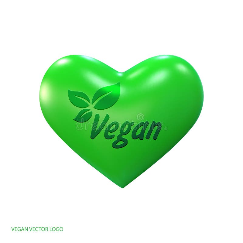 Realistic Green Heart Eco, Bio, Vegan, Natural Stock Vector Illustration of save, color