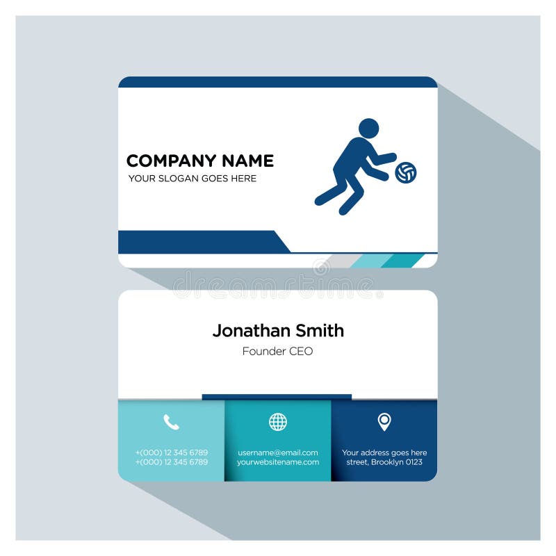Basketball, volleyball player,trainer business card template set, vector, white, blue, grey font, shadow