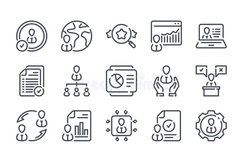 Human Resource and Employment line icons. stock illustration