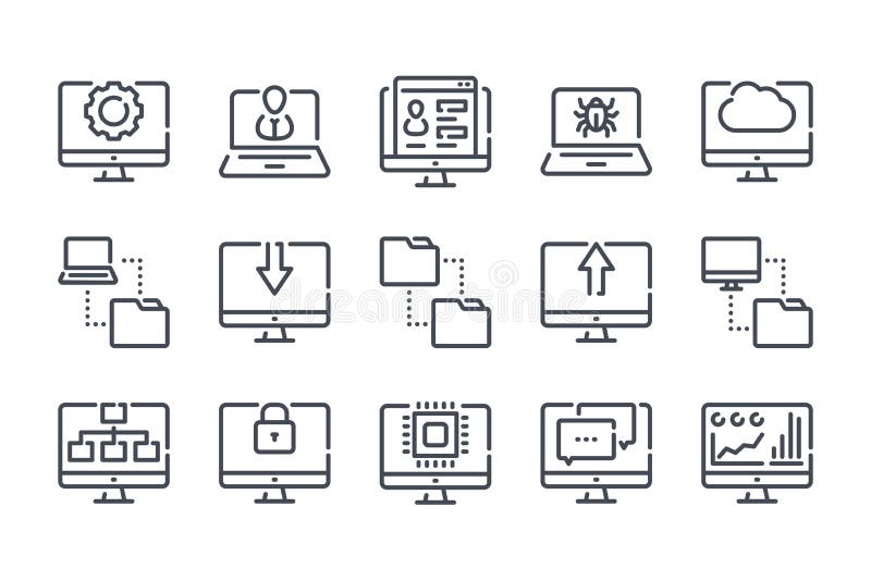 Computer technology and Data transfer line icons. vector illustration Computer technology and Data transfer line icons. vector illustration
