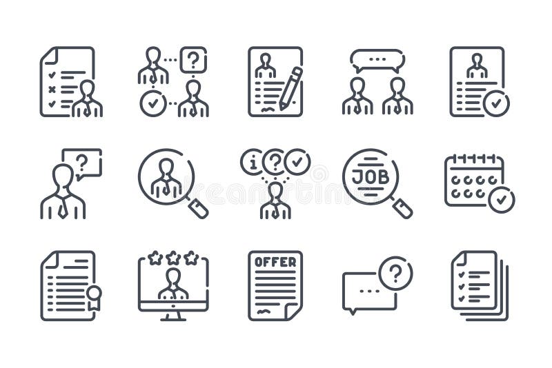 Interview and employment line icons. royalty free illustration