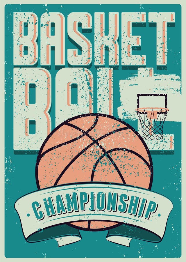 Basketball Typographical Vintage Grunge Style Poster. Retro Vector