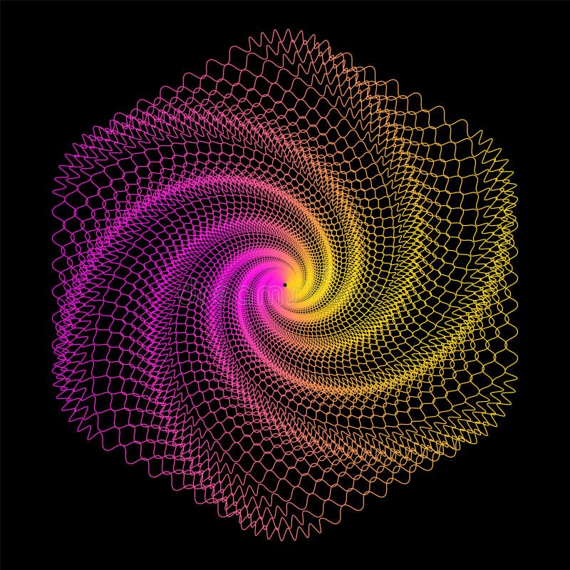 Psychedelic wave fractal. Bright pink-orange gradient on a black background. vector illustration Psychedelic wave fractal. Bright pink-orange gradient on a black background. vector illustration