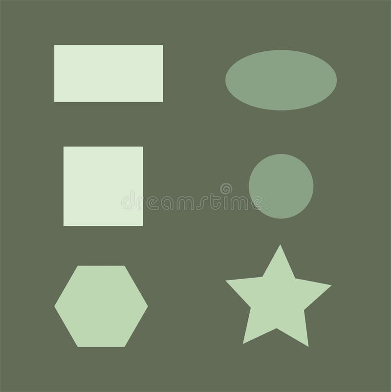 Flat geometric shapes on a dark green background stock illustration