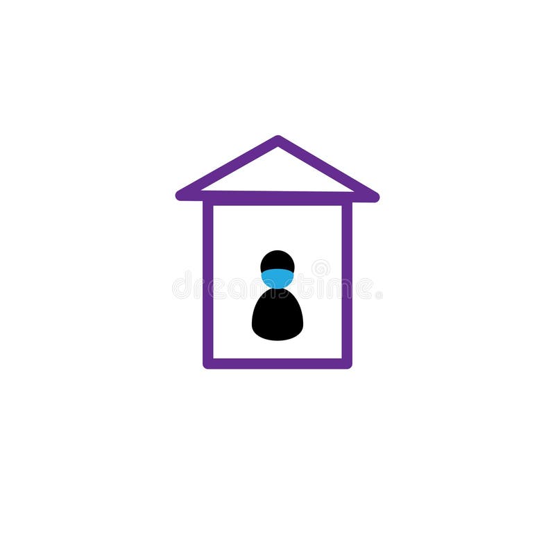 Quarantine campaign stay at home. Cartoon stick figure wearing a medical face mask stock illustration Quarantine campaign stay at home. Cartoon stick figure wearing a medical face mask stock illustration