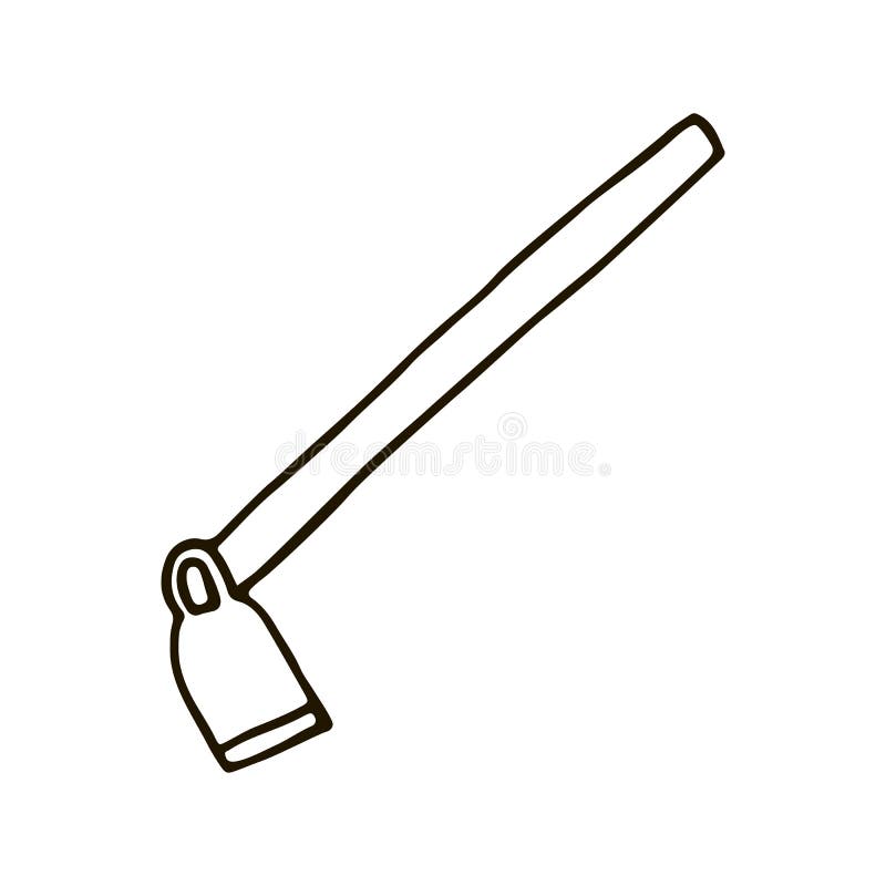Hoe Icon. Vector Of A Garden Hoe. Hand Drawn Garden Hoe Stock Vector