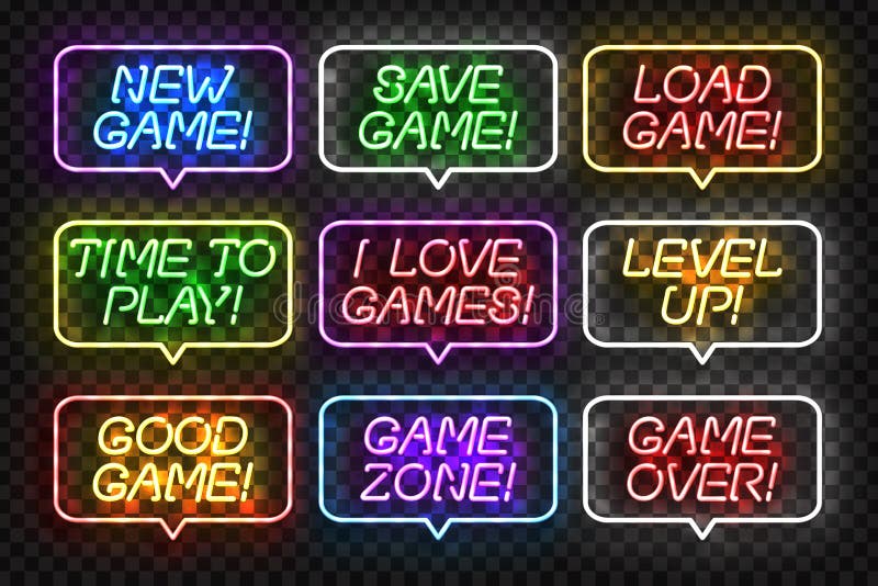 Vector set of realistic isolated neon sign of Game logo for template vector illustration