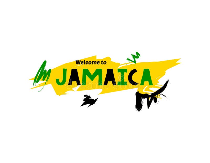 Jamaica To Word Text With Purple Pink Handwritten Font And