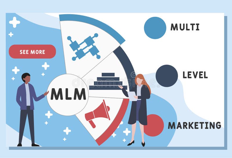 MLM Multi Level Marketing Acronym Business Concept Background. Stock