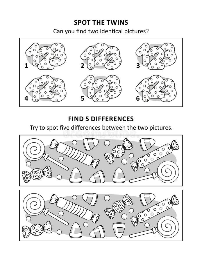 Activity sheet for kids with two visual puzzles, also can be used as coloring page, printable, fit Letter or A4 paper. Dotted numbers. Various sweeties. Activity sheet for kids with two visual puzzles, also can be used as coloring page, printable, fit Letter or A4 paper. Dotted numbers. Various sweeties.