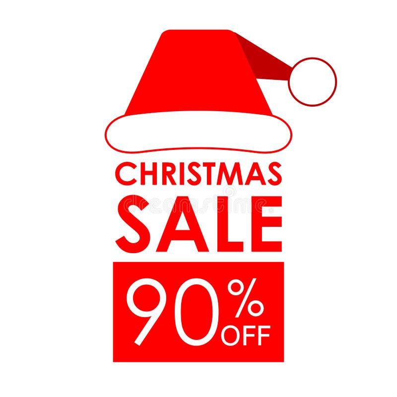 90 Off Sale. Christmas Sale Banner and Discount Design Template with