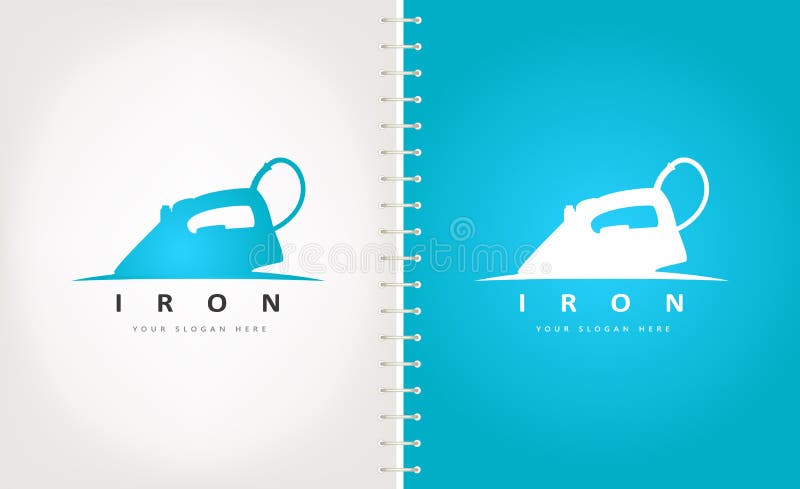 Electric iron logo vector. Small household appliances design. stock illustration
