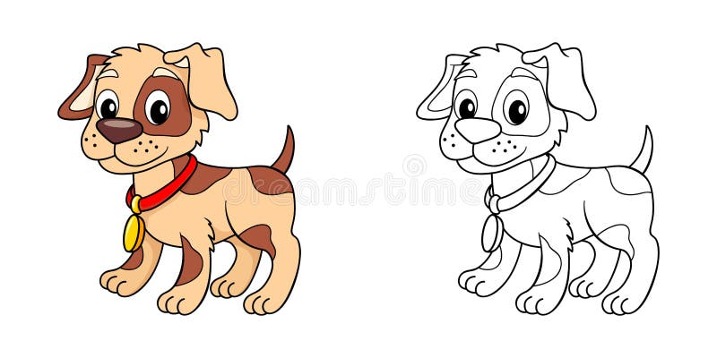 Little dog. Puppy. Black and white vector illustration for coloring book stock illustration