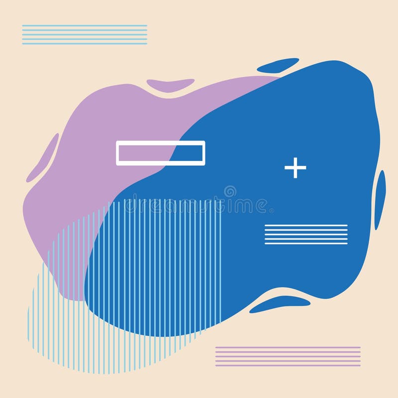 Modern abstract banner. Flat geometric shapes of different colors in Memphis design style. vector illustration