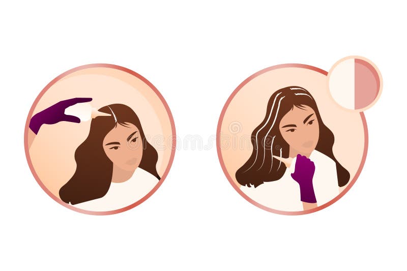 Steps To Color Hair with Time Counter. Beautiful Female