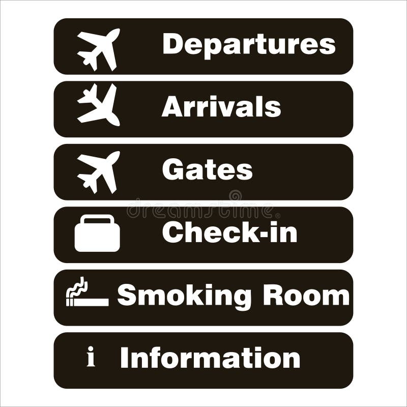 Airport sign departure, arrival icon vector illustration. Aircraft arrival sign illustrations