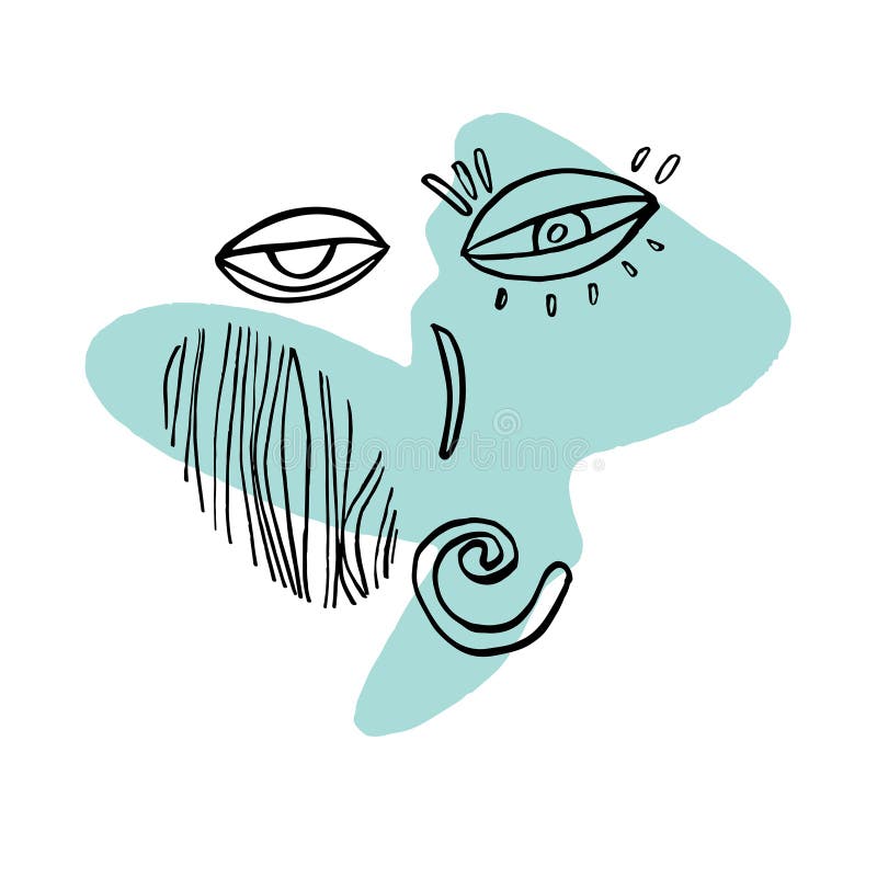 Abstarct surreal faces. Surreal line portraiture, avant-garde, Picasso-esque design, fantastic, extraordinary, face line art stock illustration Abstarct surreal faces. Surreal line portraiture, avant-garde, Picasso-esque design, fantastic, extraordinary, face line art stock illustration