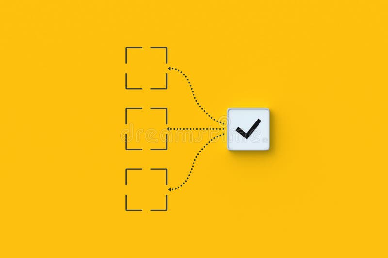 Check mark on square button and different direction. Choice options royalty free illustration