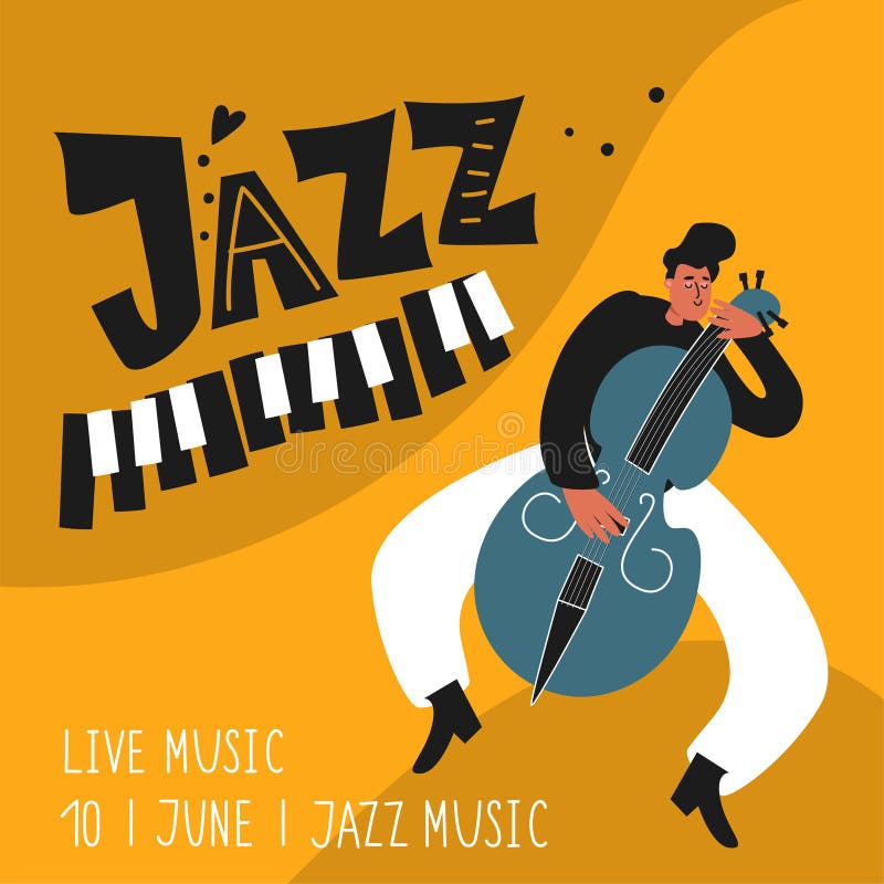 Jazz musician double bass player plays the instrument double bass stock illustration Jazz musician double bass player plays the instrument double bass stock illustration