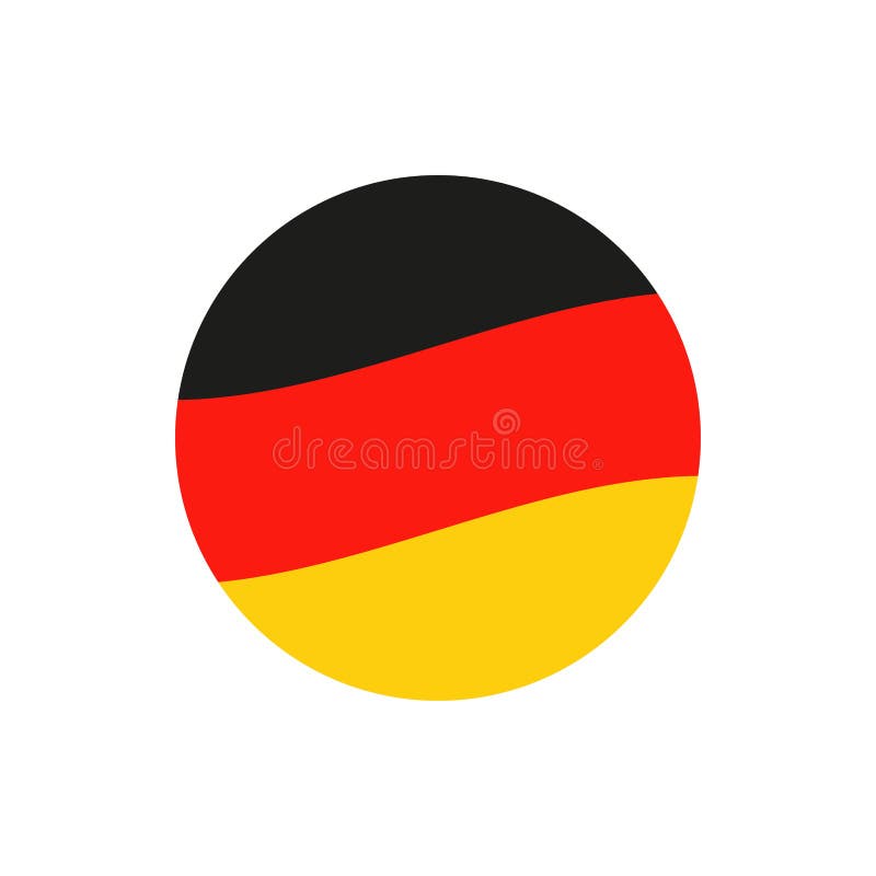 Germany Circle Flag Icon. Waving German Symbol. Vector Illustration