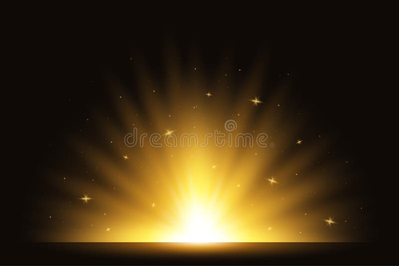 Golden light rising up. Exploding flash, star burst and yellow sparkle. Light effect, golden glowing flash with gold neon rays. vector illustration Golden light rising up. Exploding flash, star burst and yellow sparkle. Light effect, golden glowing flash with gold neon rays. vector illustration