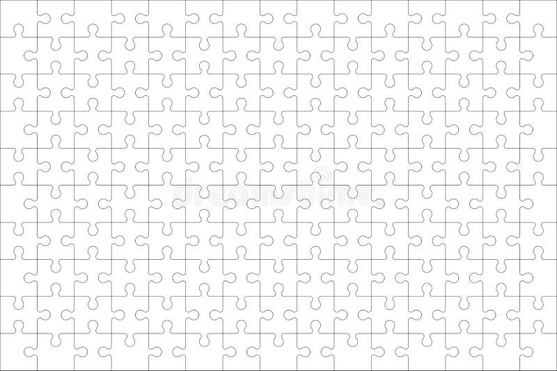Puzzles grid - blank template. Jigsaw puzzle with 150 pieces. Mosaic background for thinking game is 15x10 size. Game with details stock illustration