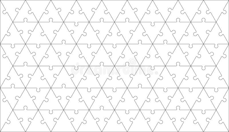 Puzzles grid - blank template with pieces in triangle shape. Jigsaw puzzle with triangle geometric piece. Mosaic background royalty free illustration