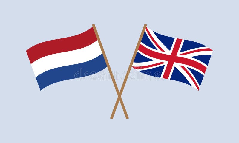 Netherlands Vs British Britain Saint Helena Smoky Mystic Flags Placed Side By Side Thick