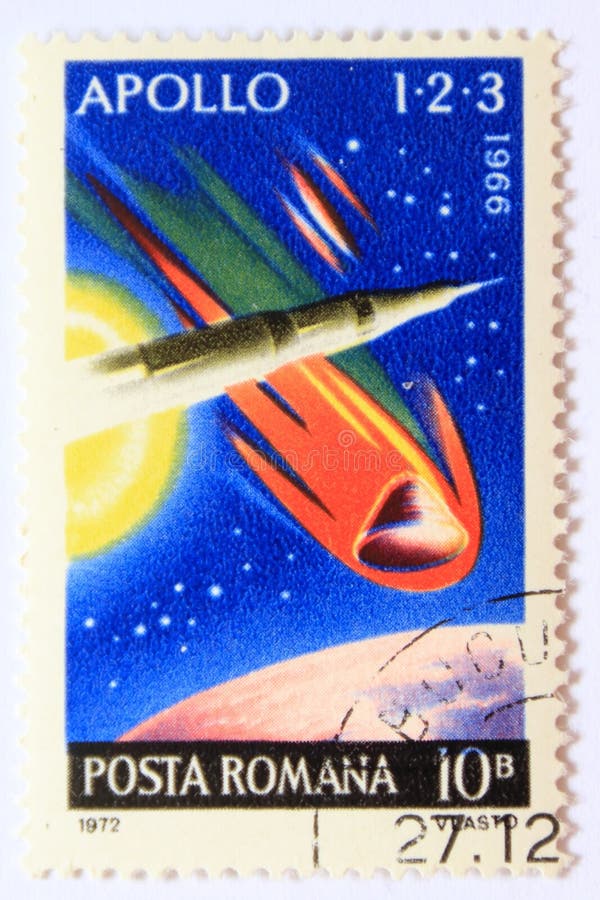 Post stamp printed in Romania shows a rocket moon and sun in memoriam for the apollo 1, 2 and 3 mission. Post stamp printed in Romania shows a rocket moon and sun in memoriam for the apollo 1, 2 and 3 mission.