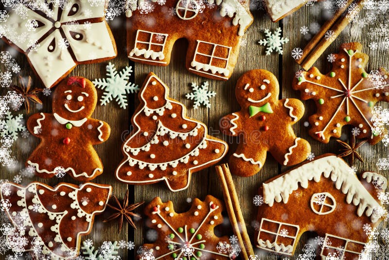 Печенья gingerbread рождества домодельные иллюстрация вектора