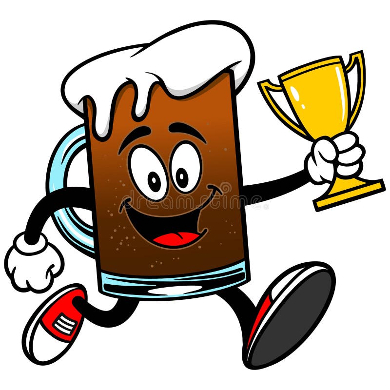 A vector illustration of a Root Beer Running with Trophy. A vector illustration of a Root Beer Running with Trophy.