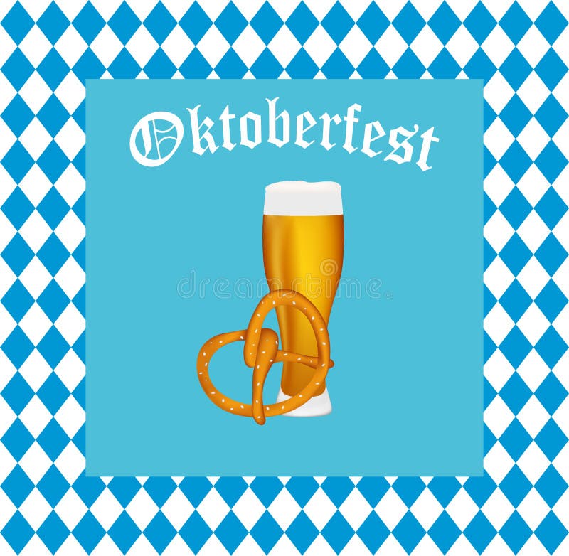 Пиво с кренделем на фестивале Oktoberfest иллюстрация вектора Пиво с кренделем на фестивале Oktoberfest иллюстрация вектора