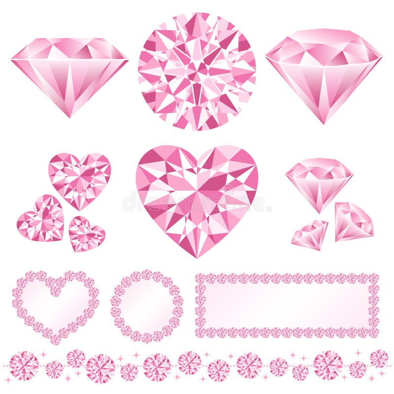 Set of decorative pink diamonds. Vector illustration. Set of decorative pink diamonds. Vector illustration.