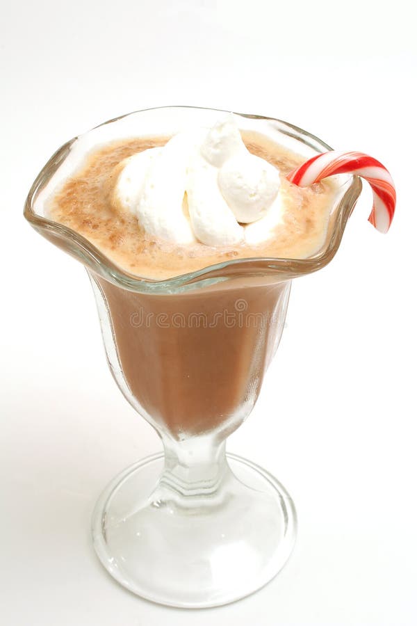 Isolated photo of a chocolate peppermint drink on white. Isolated photo of a chocolate peppermint drink on white