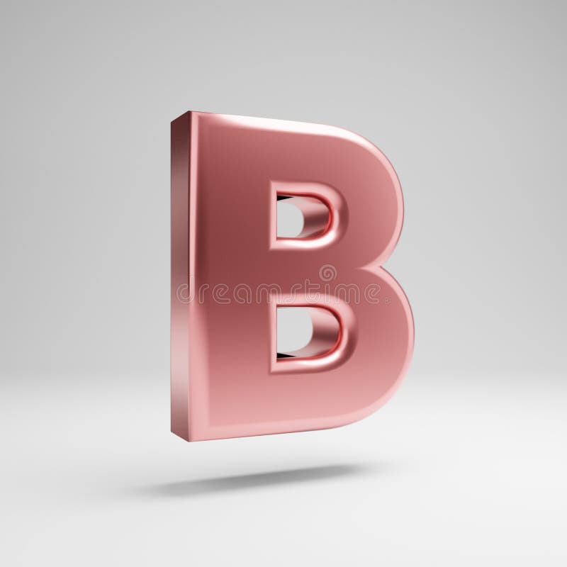 Письмо b объемного лоснистого розового золота uppercase изолированное на белой предпосылке иллюстрация штока Письмо b объемного лоснистого розового золота uppercase изолированное на белой предпосылке иллюстрация штока