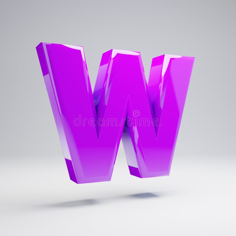 Письмо w объемного лоснистого фиолета uppercase изолированное на белой предпосылке иллюстрация вектора Письмо w объемного лоснистого фиолета uppercase изолированное на белой предпосылке иллюстрация вектора