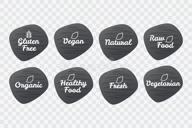 Питание vegan клейковины значки свободной естественной сырой здоровой натуральные свежие вегетарианские. Набор символов вектора дл иллюстрация вектора