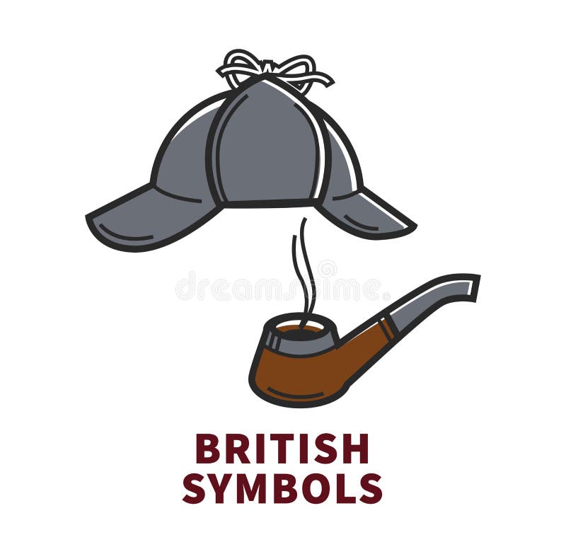Плакат великобританских символов выдвиженческий с аксессуарами Sherlock Holmes бесплатная иллюстрация Плакат великобританских символов выдвиженческий с аксессуарами Sherlock Holmes бесплатная иллюстрация