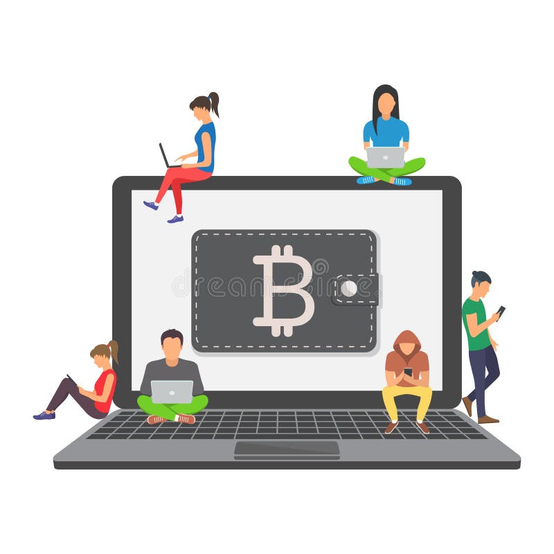 Плоская современная идея проекта технологии cryptocurrency, обмена bitcoin, минирования bitcoin бесплатная иллюстрация