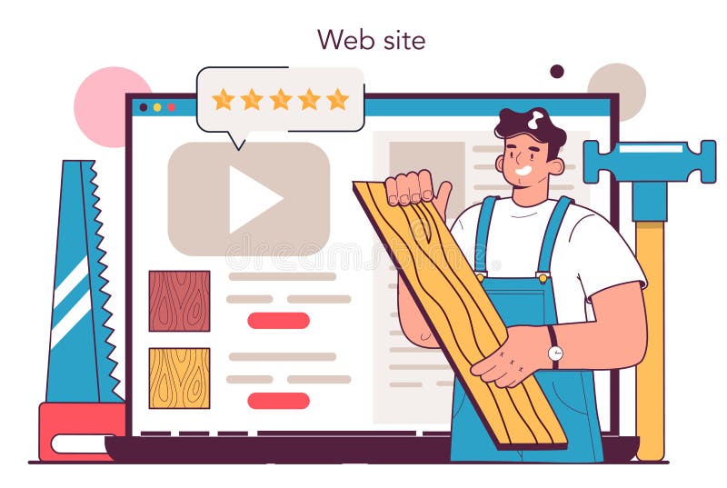 плотник онлайн-сервис или платформа. деревянная мебель бесплатная иллюстрация