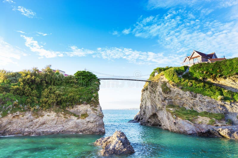 Побережье Newquay Атлантического океана, Корнуолл, Англия стоковое изображение rf