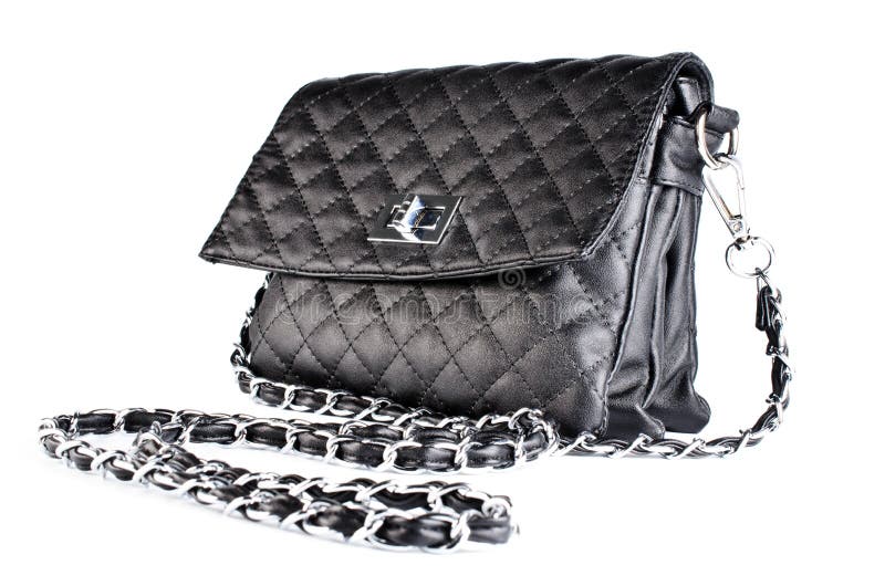 Small black quilted bag ladies isolated. Small black quilted bag ladies isolated