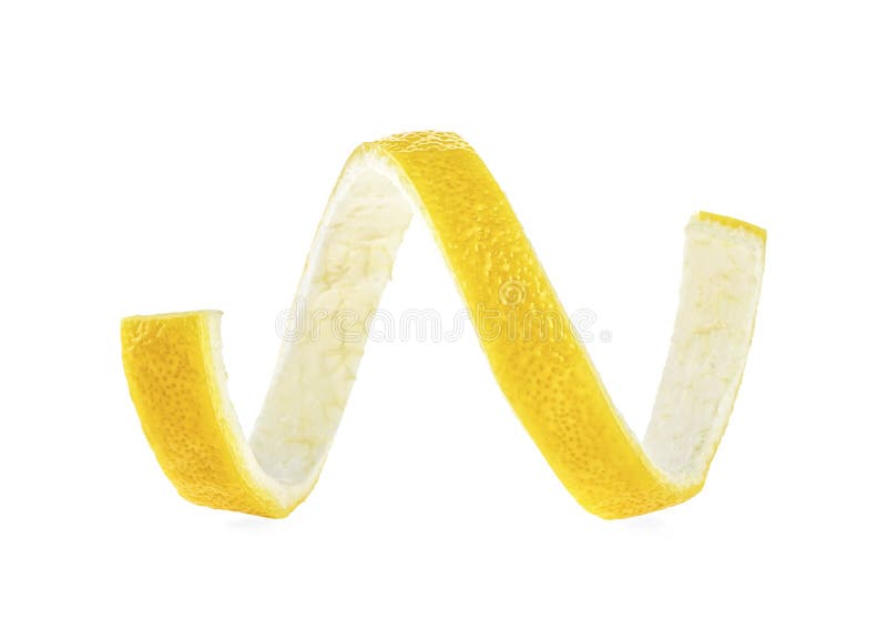 Поворот на белом фоне лимона. Кора лимона