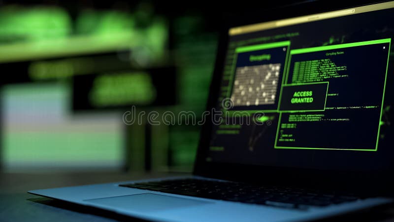 Подаренный доступ сообщения написанным на экране, несанкционированном дистанционном управлении счета стоковое фото rf