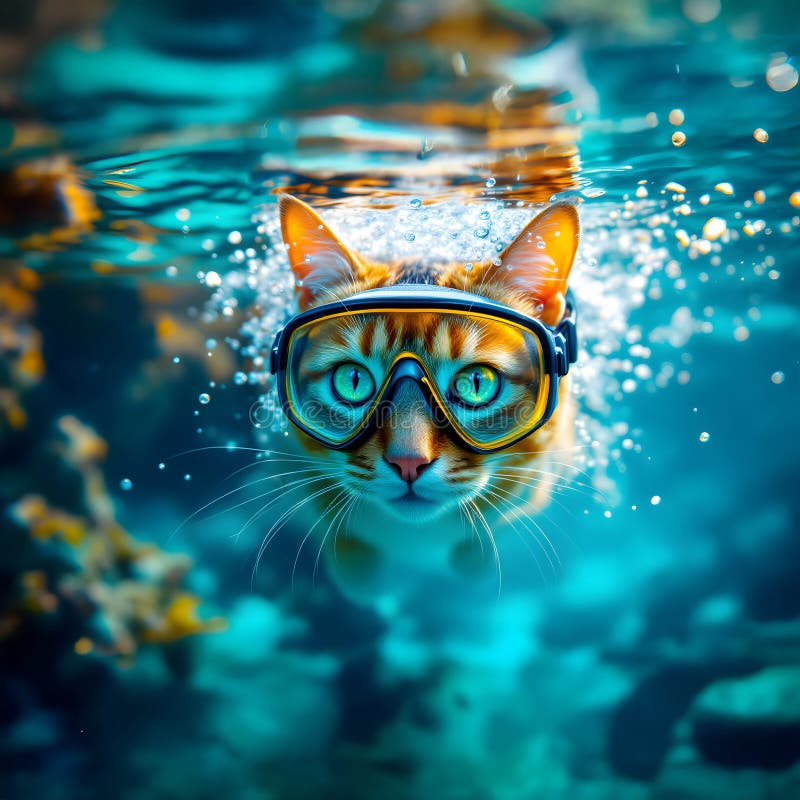 Подводная приключенческая кошка ndash Потрясающая фантазийная фотография высокого разрешения для творческих проектов. Этот потрясающий подводный образ кота является геймехгером для рекламы домашних животных и креативных маркетинговых кампаний. На фоне ярко детализированного оранжевого табби кота в профессиональных очки для дайвинга. Благодаря ярким цветам, острым деталям и сюрреалистичным и в то же время фотореалистичным ощущениям он идеально подходит для рекламодателей и дизайнеров, которые хотят добавить игровой, но премиальный край своим визуальным. Идеально подходит для роскошных брендов питомцев наукоемкие средства коммуникации и декор на стенах высшего класса. Это произведение привлекает аудиторию и повышает вовлеченность и веселье в цифровую рекламу продукции упаковки и творческого повествования.