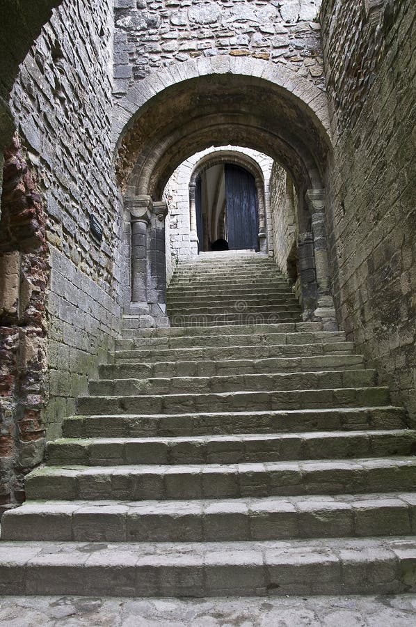 The stairwell into the castle keep in Castle Rising Norfolk England. Built by William D'Albini around 1140. The stairwell into the castle keep in Castle Rising Norfolk England. Built by William D'Albini around 1140.