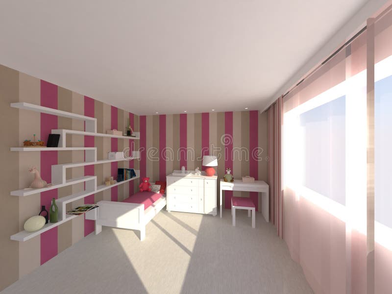 3D interior design for a teenager room. 3D interior design for a teenager room