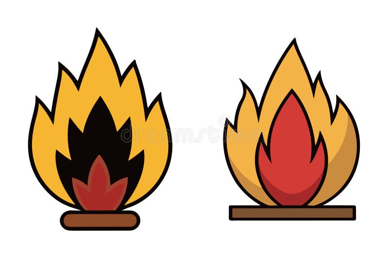 пожар пламя установить изолированный иллюстрация campfire и fireball бесплатная иллюстрация