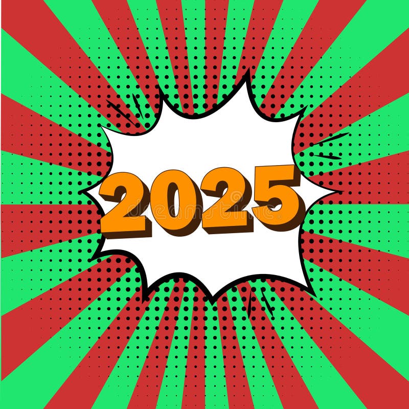 поздравительная открытка или баннер с 2025 номером, выделенным полужирным шрифтом внутри пузыря иллюстрация вектора